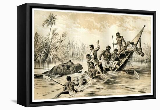 The Adventure with a Hippopotamus, 1883-null-Framed Premier Image Canvas