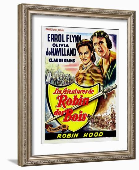 The Adventures of Robin Hood, Belgian Movie Poster, 1938-null-Framed Art Print