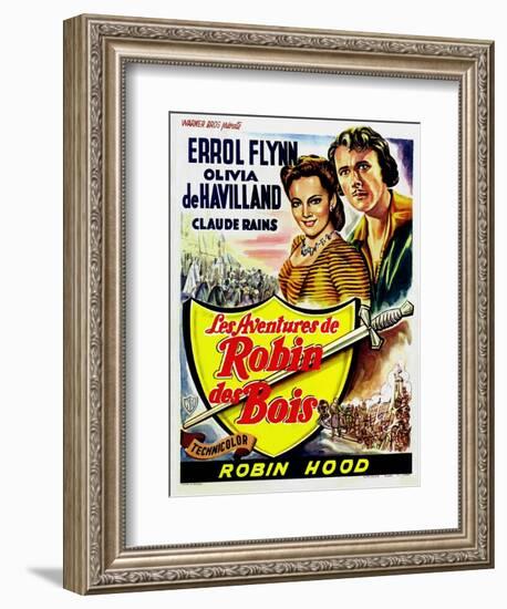 The Adventures of Robin Hood, Belgian Movie Poster, 1938-null-Framed Premium Giclee Print