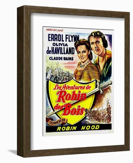 The Adventures of Robin Hood, Belgian Movie Poster, 1938-null-Framed Premium Giclee Print