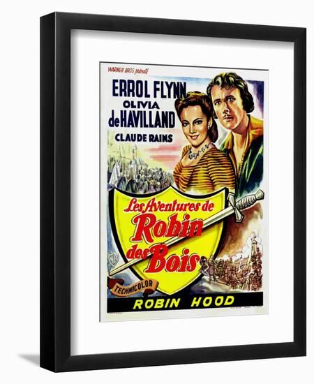 The Adventures of Robin Hood, Belgian Movie Poster, 1938-null-Framed Premium Giclee Print