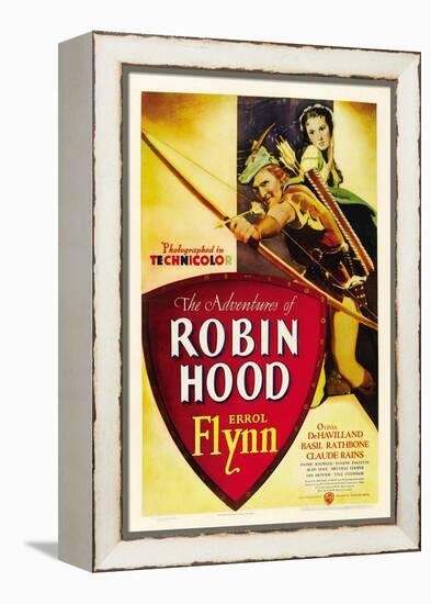 The Adventures of Robin Hood, Errol Flynn, Olivia De Havilland, 1938-null-Framed Stretched Canvas