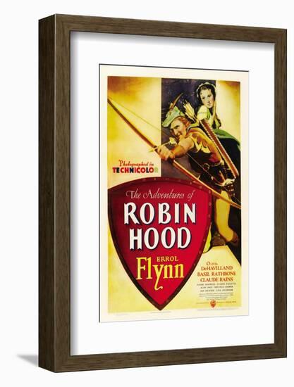 The Adventures of Robin Hood, Errol Flynn, Olivia De Havilland, 1938-null-Framed Photo