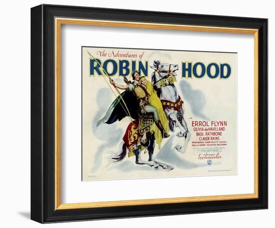 The Adventures of Robin Hood, Errol Flynn, Olivia DeHavilland, 1938-null-Framed Art Print