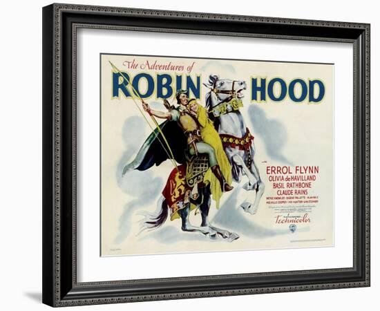 The Adventures of Robin Hood, Errol Flynn, Olivia DeHavilland, 1938-null-Framed Art Print