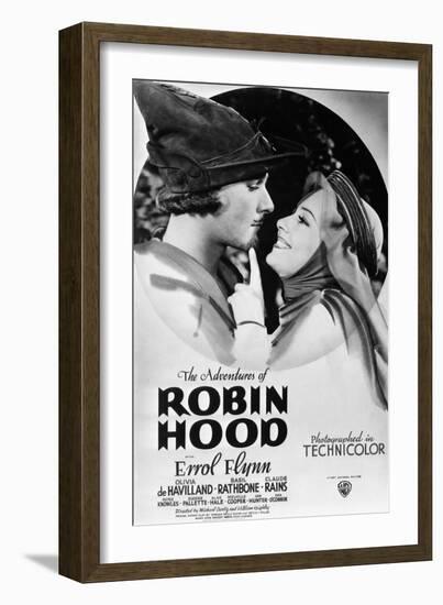 The Adventures of Robin Hood, from Left, Errol Flynn, Olivia De Havilland, 1938-null-Framed Premium Giclee Print