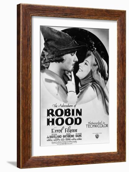 The Adventures of Robin Hood, from Left, Errol Flynn, Olivia De Havilland, 1938-null-Framed Premium Giclee Print