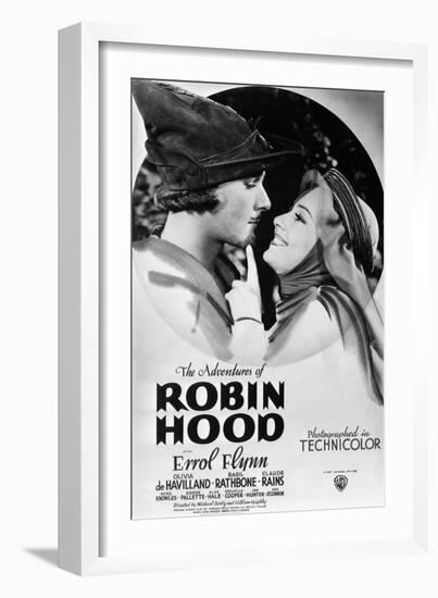 The Adventures of Robin Hood, from Left, Errol Flynn, Olivia De Havilland, 1938-null-Framed Premium Giclee Print