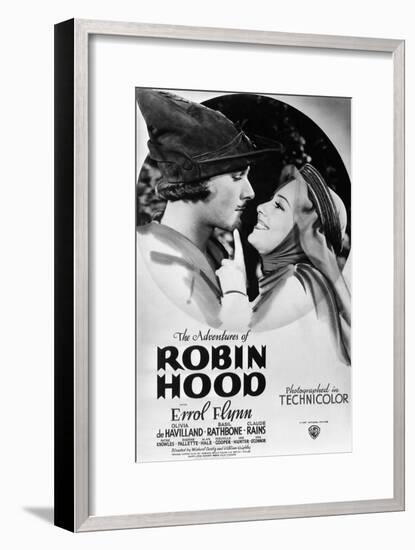 The Adventures of Robin Hood, from Left, Errol Flynn, Olivia De Havilland, 1938-null-Framed Art Print