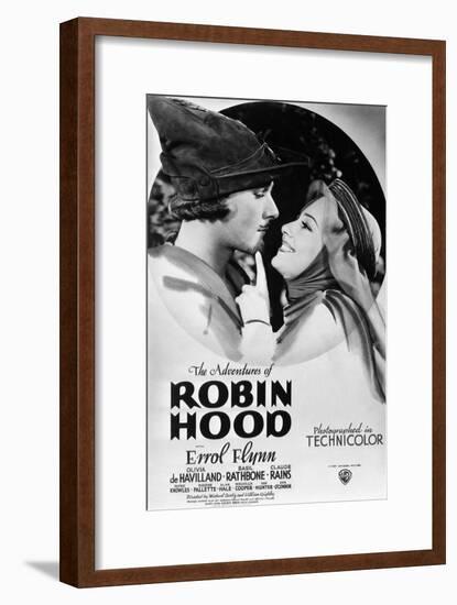 The Adventures of Robin Hood, from Left, Errol Flynn, Olivia De Havilland, 1938-null-Framed Art Print