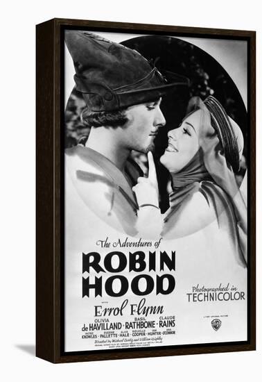 The Adventures of Robin Hood, from Left, Errol Flynn, Olivia De Havilland, 1938-null-Framed Stretched Canvas