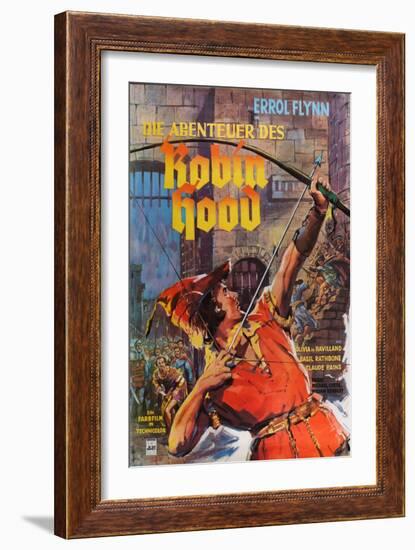 The Adventures of Robin Hood, German Movie Poster, 1938-null-Framed Art Print