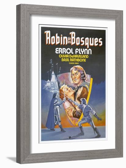 The Adventures of Robin Hood, Spanish Movie Poster, 1938-null-Framed Art Print