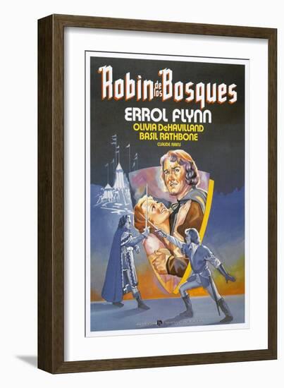 The Adventures of Robin Hood, Spanish Movie Poster, 1938-null-Framed Art Print