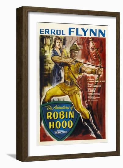 The Adventures of Robin Hood, UK Movie Poster, 1938-null-Framed Art Print