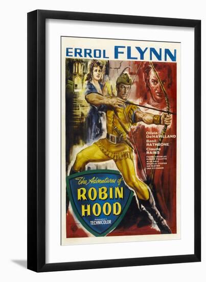 The Adventures of Robin Hood, UK Movie Poster, 1938-null-Framed Art Print