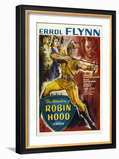 The Adventures of Robin Hood, UK Movie Poster, 1938-null-Framed Art Print