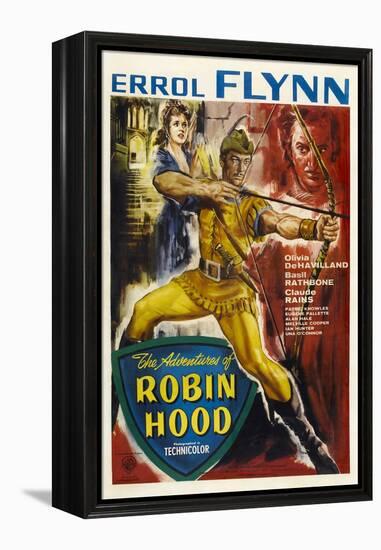 The Adventures of Robin Hood, UK Movie Poster, 1938-null-Framed Stretched Canvas