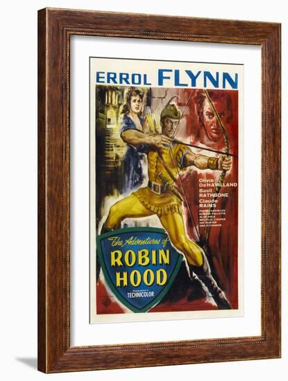 The Adventures of Robin Hood, UK Movie Poster, 1938-null-Framed Premium Giclee Print