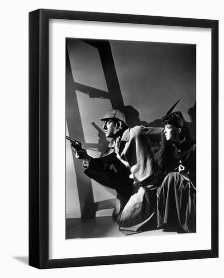 THE ADVENTURES OF SHERLOCK HOLMES, 1939 directed by ALFRED WERKER Basil Rathbone and Ida Lupino (b/-null-Framed Photo