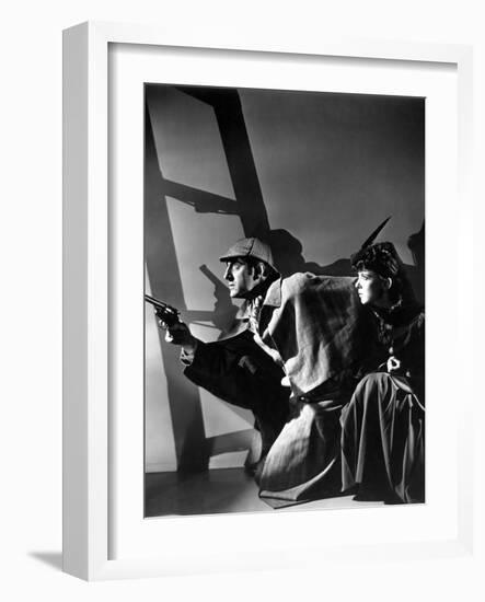 THE ADVENTURES OF SHERLOCK HOLMES, 1939 directed by ALFRED WERKER Basil Rathbone and Ida Lupino (b/-null-Framed Photo