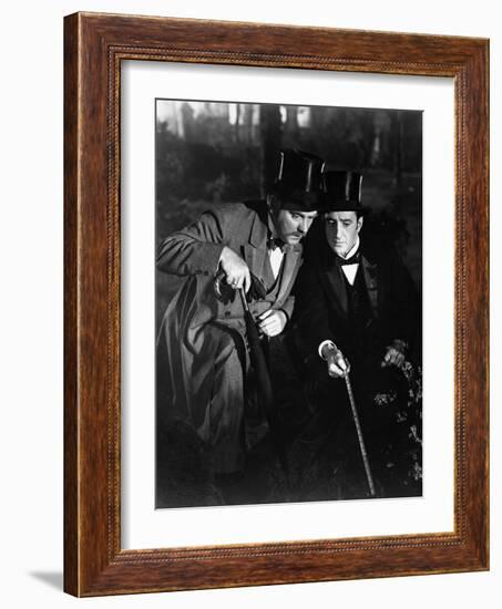 THE ADVENTURES OF SHERLOCK HOLMES, 1939 directed by ALFRED WERKER Nigel Bruce and Basil Rathbone (b-null-Framed Photo