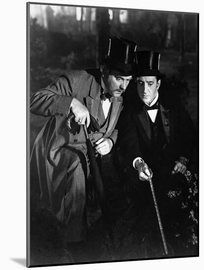 THE ADVENTURES OF SHERLOCK HOLMES, 1939 directed by ALFRED WERKER Nigel Bruce and Basil Rathbone (b-null-Mounted Photo