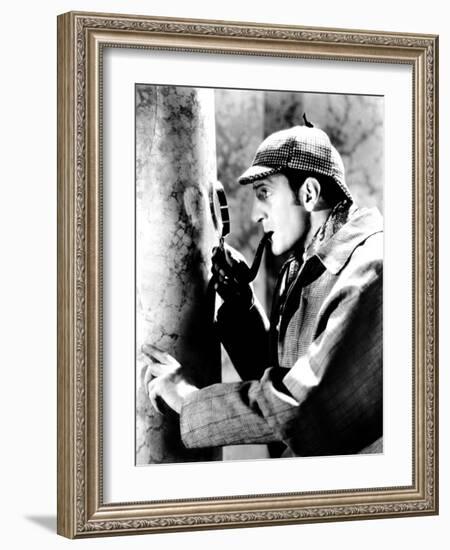 The Adventures of Sherlock Holmes, Basil Rathbone as Sherlock Holmes, 1939-null-Framed Photo