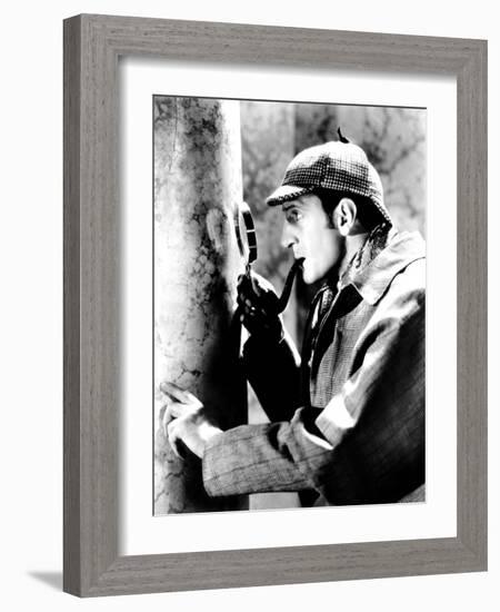 The Adventures of Sherlock Holmes, Basil Rathbone as Sherlock Holmes, 1939-null-Framed Photo