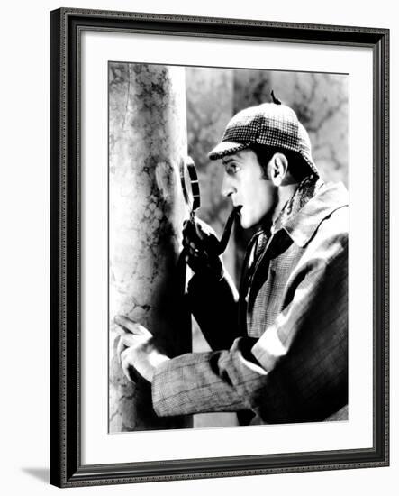 The Adventures of Sherlock Holmes, Basil Rathbone as Sherlock Holmes, 1939-null-Framed Photo