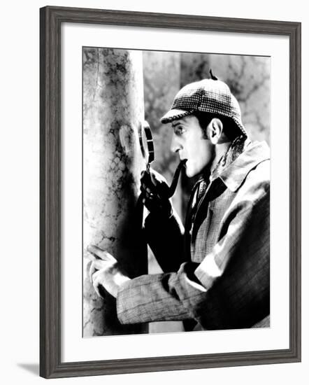 The Adventures of Sherlock Holmes, Basil Rathbone as Sherlock Holmes, 1939-null-Framed Photo