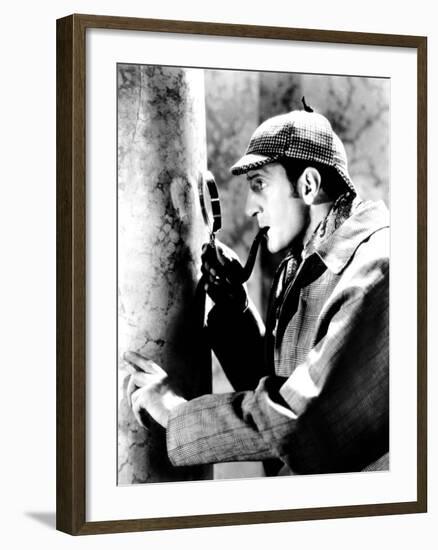 The Adventures of Sherlock Holmes, Basil Rathbone as Sherlock Holmes, 1939-null-Framed Photo