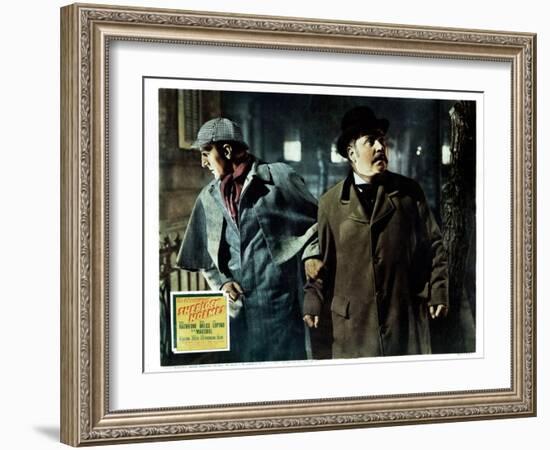 The Adventures of Sherlock Holmes, from Left, Basil Rathbone, Nigel Bruce, 1939-null-Framed Art Print