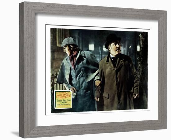 The Adventures of Sherlock Holmes, from Left, Basil Rathbone, Nigel Bruce, 1939-null-Framed Art Print