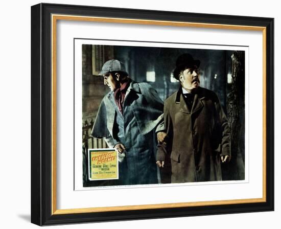 The Adventures of Sherlock Holmes, from Left, Basil Rathbone, Nigel Bruce, 1939-null-Framed Art Print