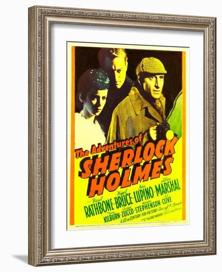 The Adventures of Sherlock Holmes, Ida Lupino, Alan Marshal, Basil Rathbone, 1939-null-Framed Photo