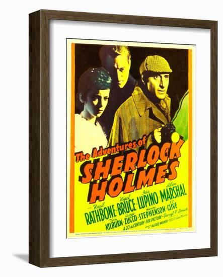 The Adventures of Sherlock Holmes, Ida Lupino, Alan Marshal, Basil Rathbone, 1939-null-Framed Photo