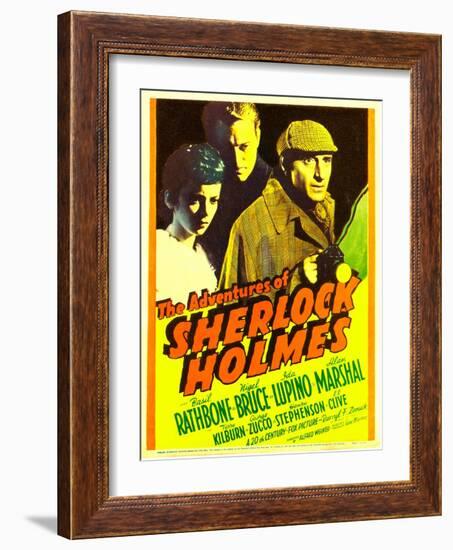 The Adventures of Sherlock Holmes, Ida Lupino, Alan Marshal, Basil Rathbone, 1939-null-Framed Photo