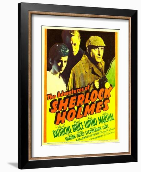 The Adventures of Sherlock Holmes, Ida Lupino, Alan Marshal, Basil Rathbone, 1939-null-Framed Photo