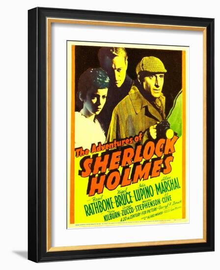 The Adventures of Sherlock Holmes, Ida Lupino, Alan Marshal, Basil Rathbone, 1939-null-Framed Photo