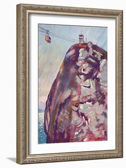 'The Aerial Ropeway Car reaching the Summit of the Sugar Loaf', 1914-Unknown-Framed Giclee Print