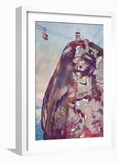 'The Aerial Ropeway Car reaching the Summit of the Sugar Loaf', 1914-Unknown-Framed Giclee Print