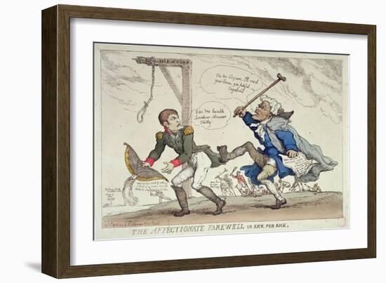 The Affectionate Farewell Or, Kick For Kick, Published by R. Ackermann, 17th April 1814-Thomas Rowlandson-Framed Giclee Print