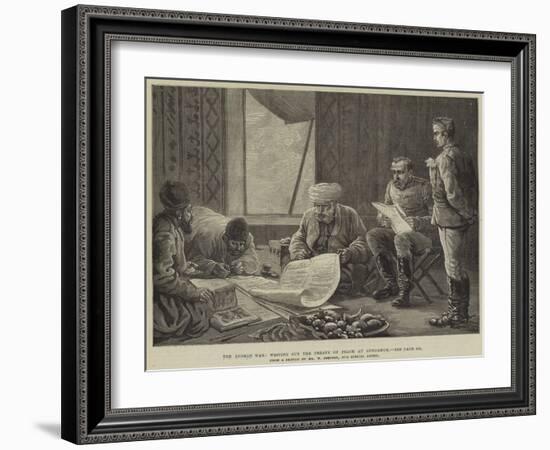 The Afghan War, Writing Out the Treaty of Peace at Gundamuk-William 'Crimea' Simpson-Framed Giclee Print