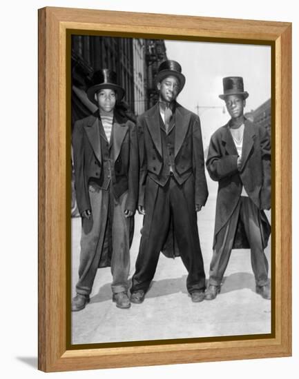 The African American Teenagers with Tuxedos and Top Hats During the August 1943 Riots in Harlem-null-Framed Stretched Canvas