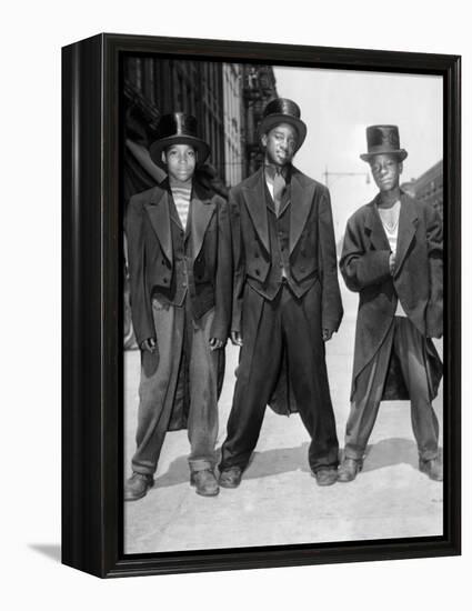 The African American Teenagers with Tuxedos and Top Hats During the August 1943 Riots in Harlem-null-Framed Stretched Canvas