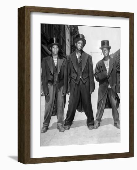 The African American Teenagers with Tuxedos and Top Hats During the August 1943 Riots in Harlem-null-Framed Photo