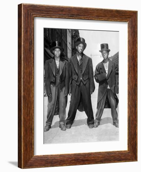 The African American Teenagers with Tuxedos and Top Hats During the August 1943 Riots in Harlem-null-Framed Photo