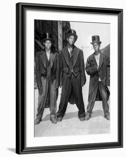 The African American Teenagers with Tuxedos and Top Hats During the August 1943 Riots in Harlem-null-Framed Photo