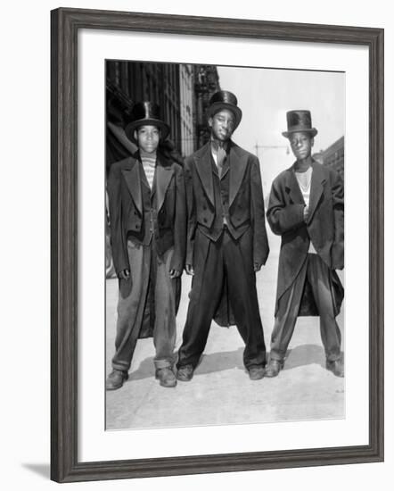 The African American Teenagers with Tuxedos and Top Hats During the August 1943 Riots in Harlem-null-Framed Photo